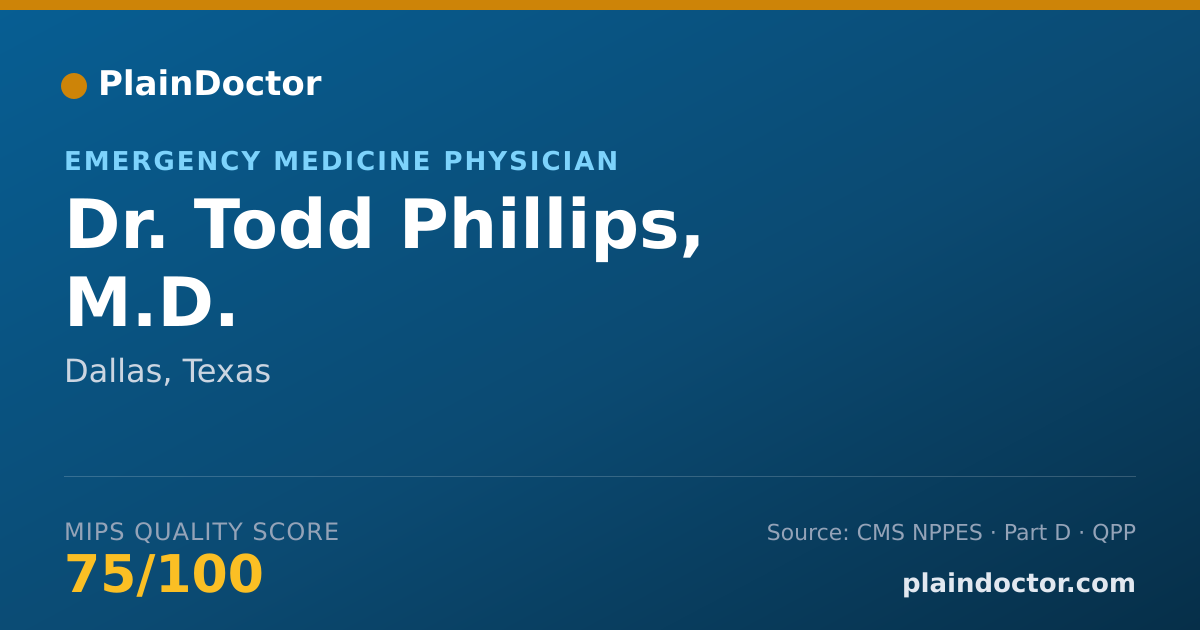 Shareable card for Todd Phillips, M.D. - Emergency Medicine Physician, Dallas, TX