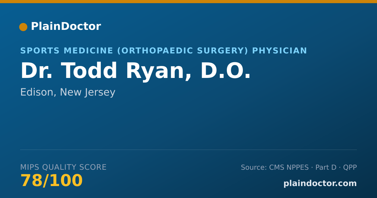 Shareable card for Todd Ryan, D.O. - Sports Medicine (Orthopaedic Surgery) Physician, Edison, NJ