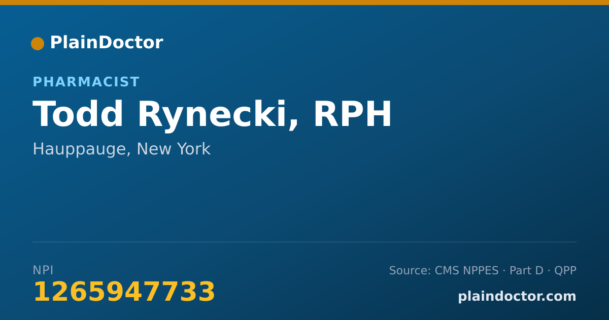 Shareable card for Todd Rynecki, RPH - Pharmacist, Hauppauge, NY