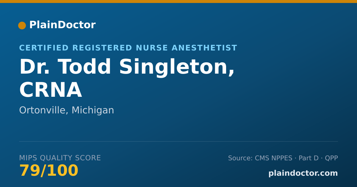 Shareable card for Todd Singleton, CRNA - Certified Registered Nurse Anesthetist, Ortonville, MI