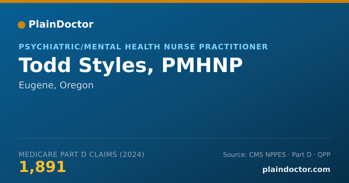 Shareable card for Todd Styles, PMHNP - Psychiatric/Mental Health Nurse Practitioner, Eugene, OR