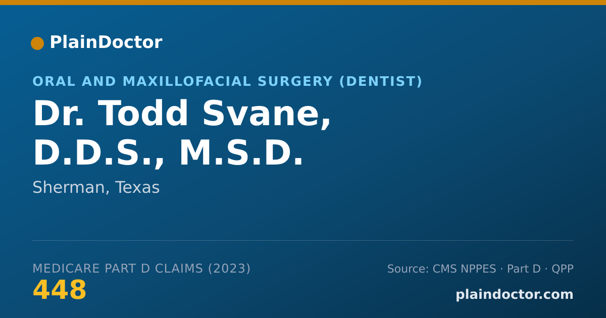 Shareable card for Todd Svane, D.D.S., M.S.D. - Oral and Maxillofacial Surgery (Dentist), Sherman, TX