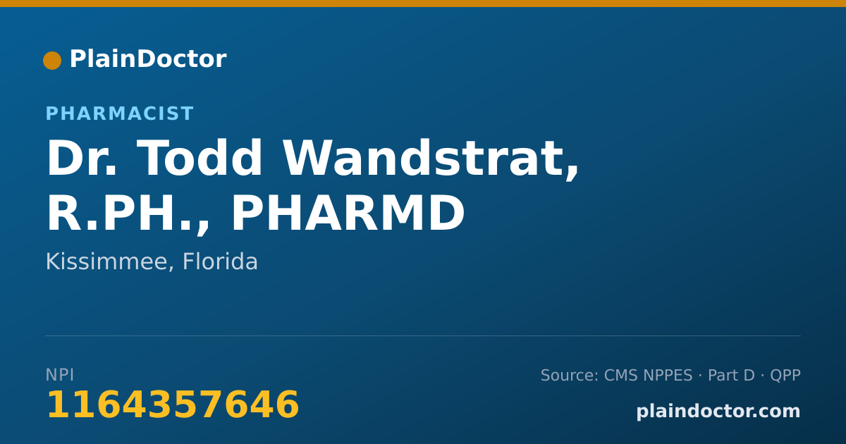 Shareable card for Todd Wandstrat, R.PH., PHARMD - Pharmacist, Kissimmee, FL