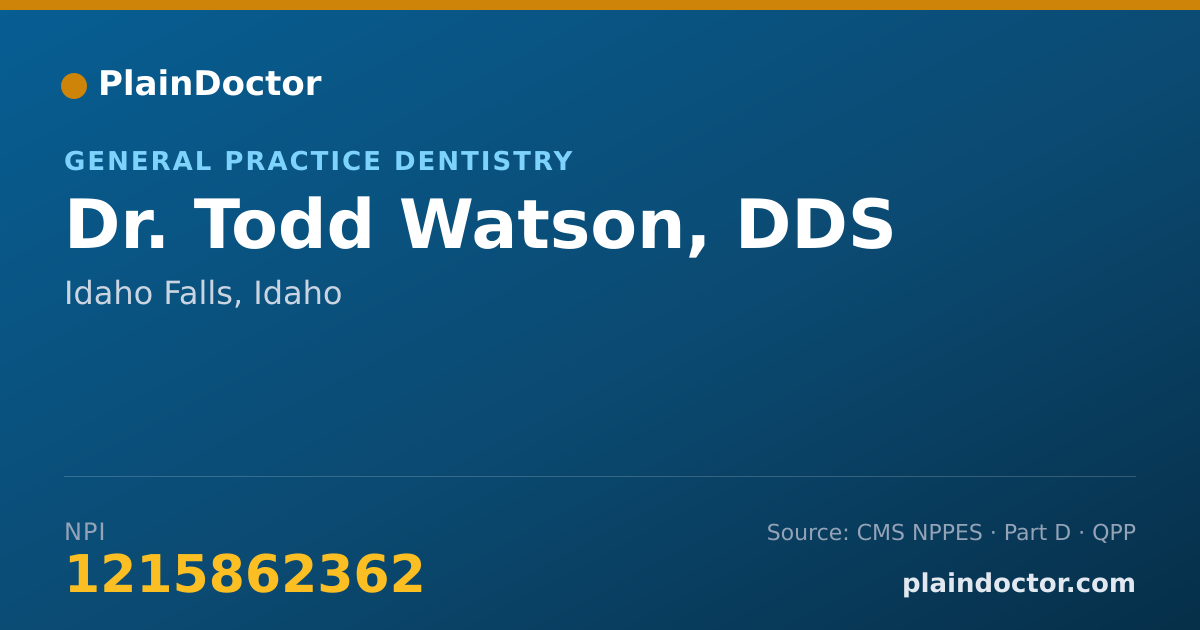 Shareable card for Todd Watson, DDS - General Practice Dentistry, Idaho Falls, ID