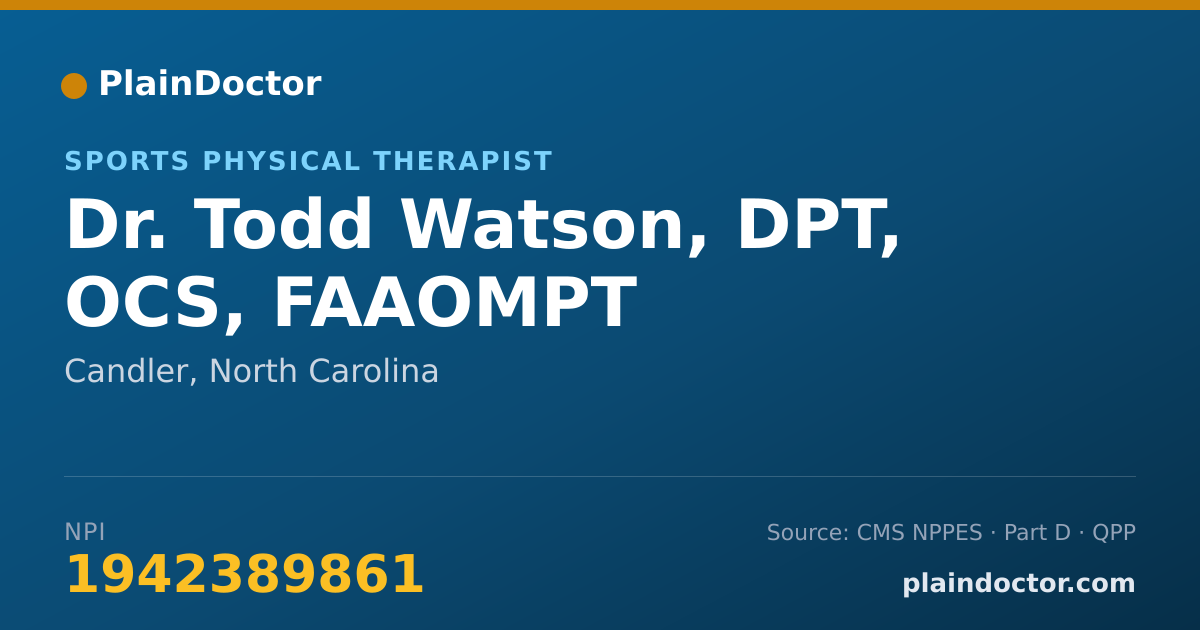 Shareable card for Todd Watson, DPT, OCS, FAAOMPT - Sports Physical Therapist, Candler, NC