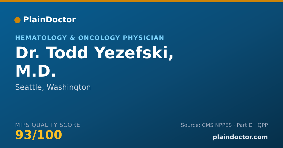 Shareable card for Todd Yezefski, M.D. - Hematology & Oncology Physician, Seattle, WA