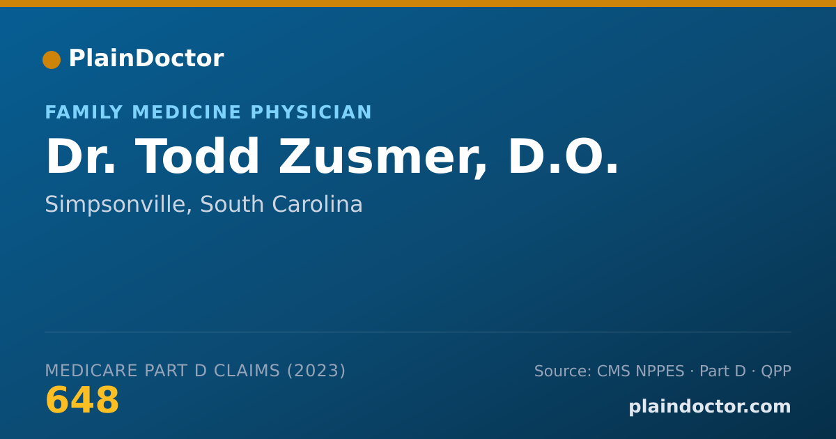 Shareable card for Todd Zusmer, D.O. - Family Medicine Physician, Simpsonville, SC