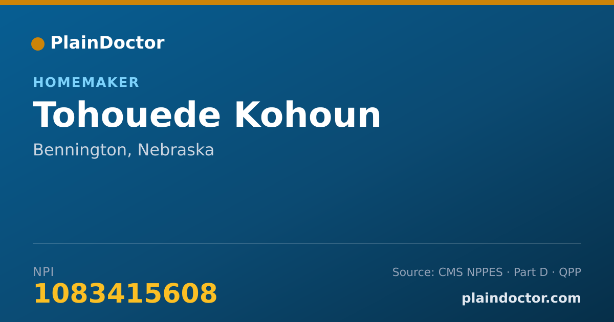 Shareable card for Tohouede Kohoun - Homemaker, Bennington, NE