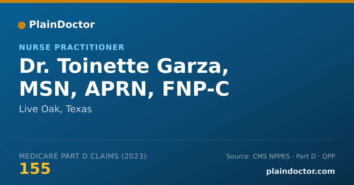Shareable card for Toinette Garza, MSN, APRN, FNP-C - Nurse Practitioner, Live Oak, TX