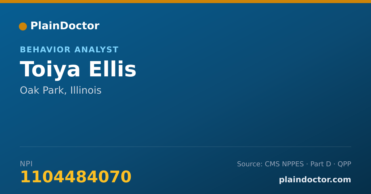 Shareable card for Toiya Ellis - Behavior Analyst, Oak Park, IL