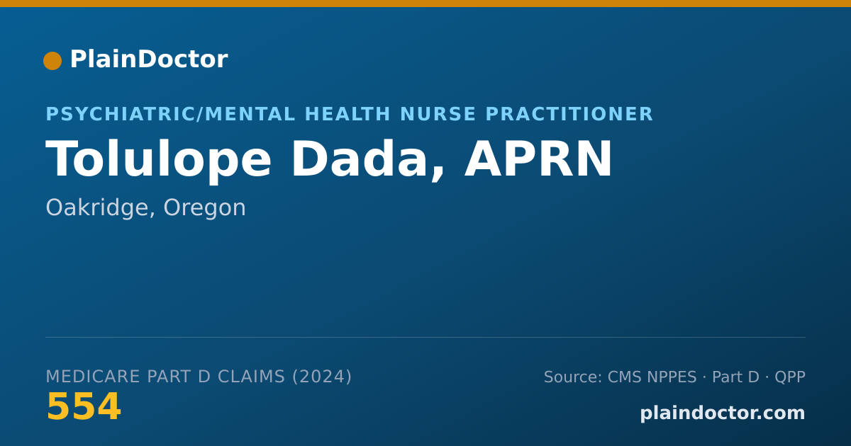 Shareable card for Tolulope Dada, APRN - Psychiatric/Mental Health Nurse Practitioner, Oakridge, OR