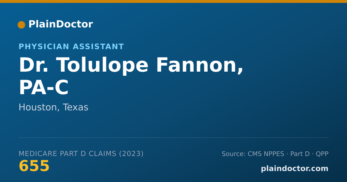 Shareable card for Tolulope Fannon, PA-C - Physician Assistant, Houston, TX