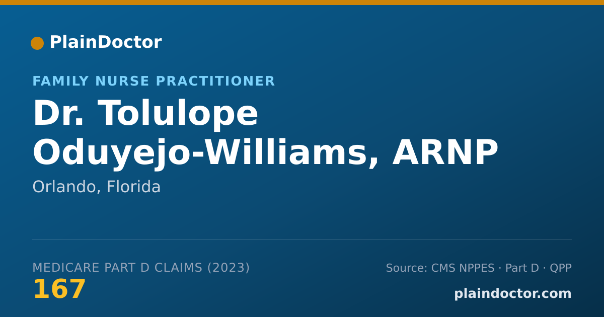 Shareable card for Tolulope Oduyejo-Williams, ARNP - Family Nurse Practitioner, Orlando, FL