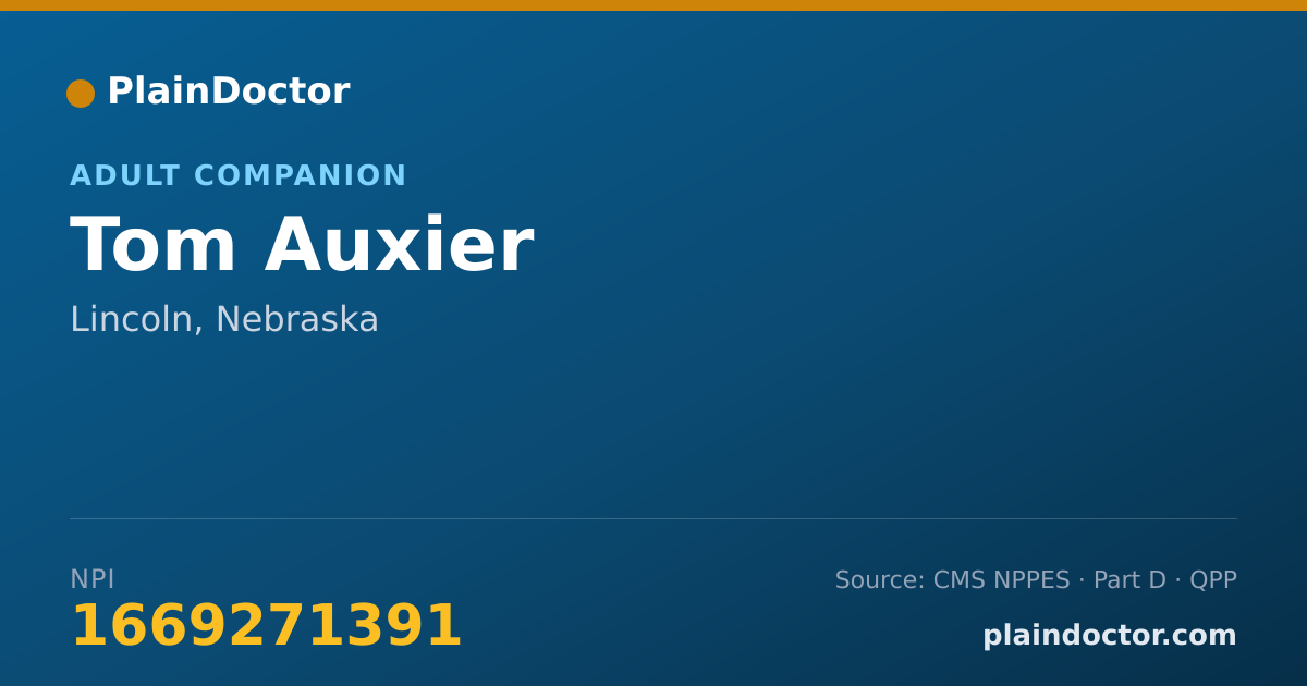 Shareable card for Tom Auxier - Adult Companion, Lincoln, NE