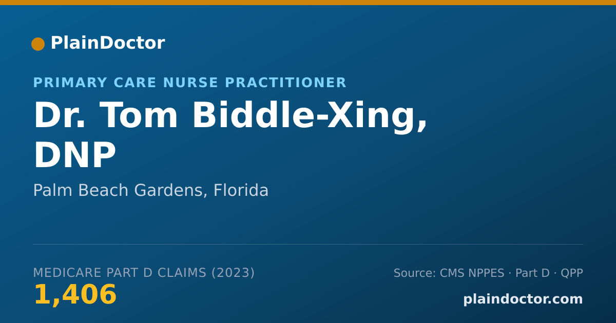 Shareable card for Tom Biddle-Xing, DNP - Primary Care Nurse Practitioner, Palm Beach Gardens, FL