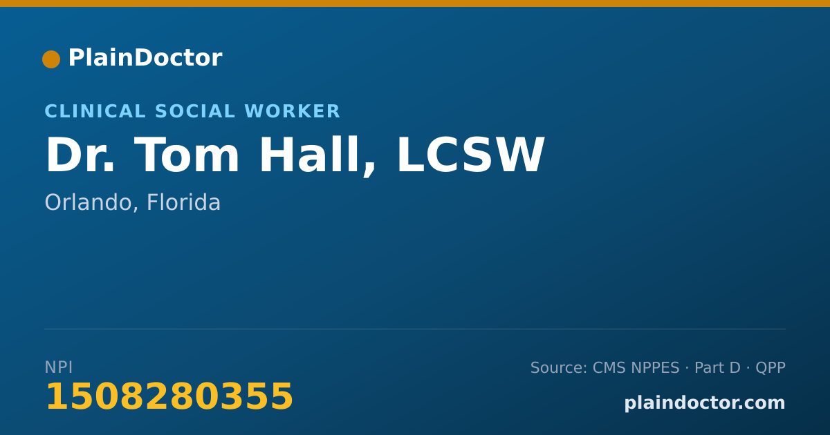 Shareable card for Tom Hall, LCSW - Clinical Social Worker, Orlando, FL