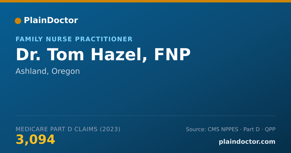 Shareable card for Tom Hazel, FNP - Family Nurse Practitioner, Ashland, OR