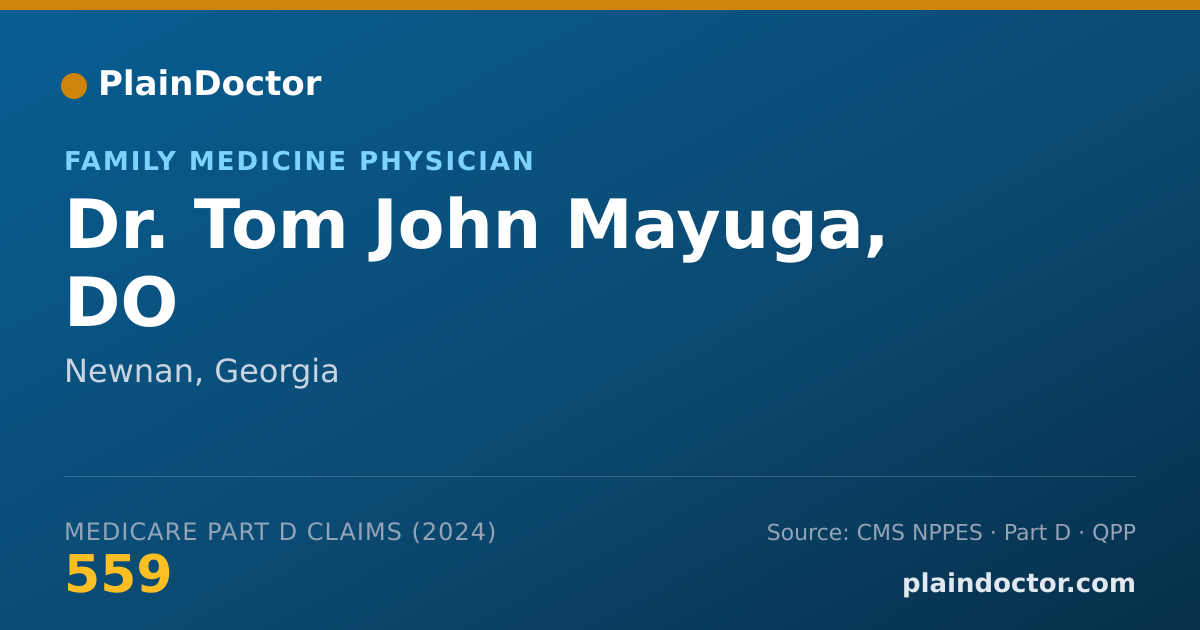 Shareable card for Tom John Mayuga, DO - Family Medicine Physician, Newnan, GA