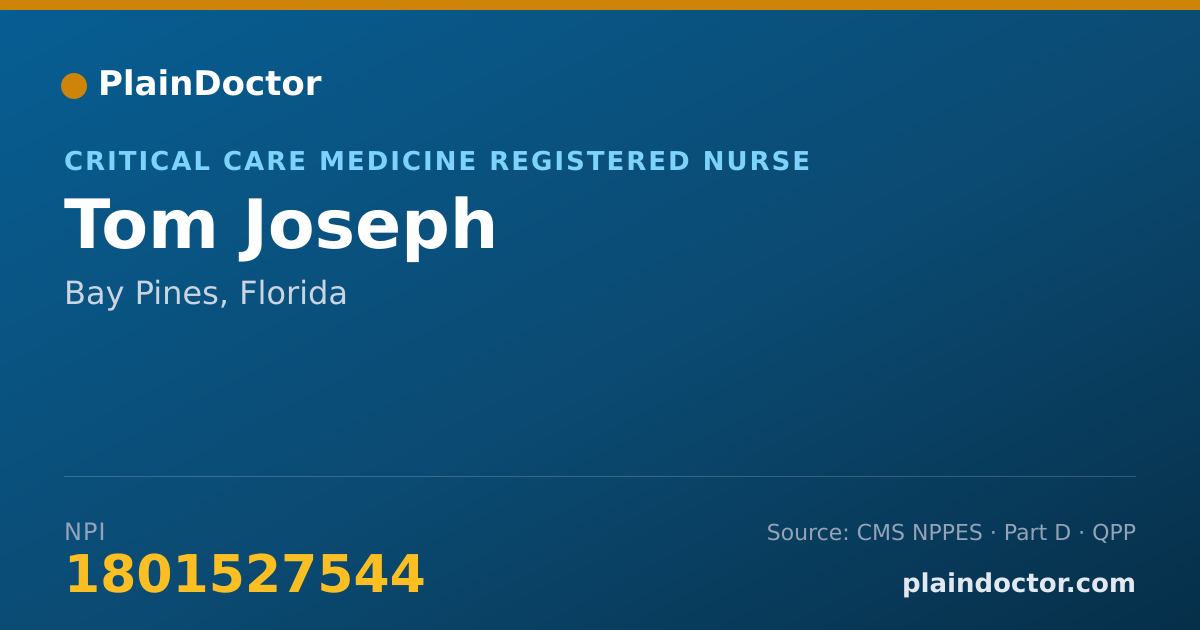 Shareable card for Tom Joseph - Critical Care Medicine Registered Nurse, Bay Pines, FL