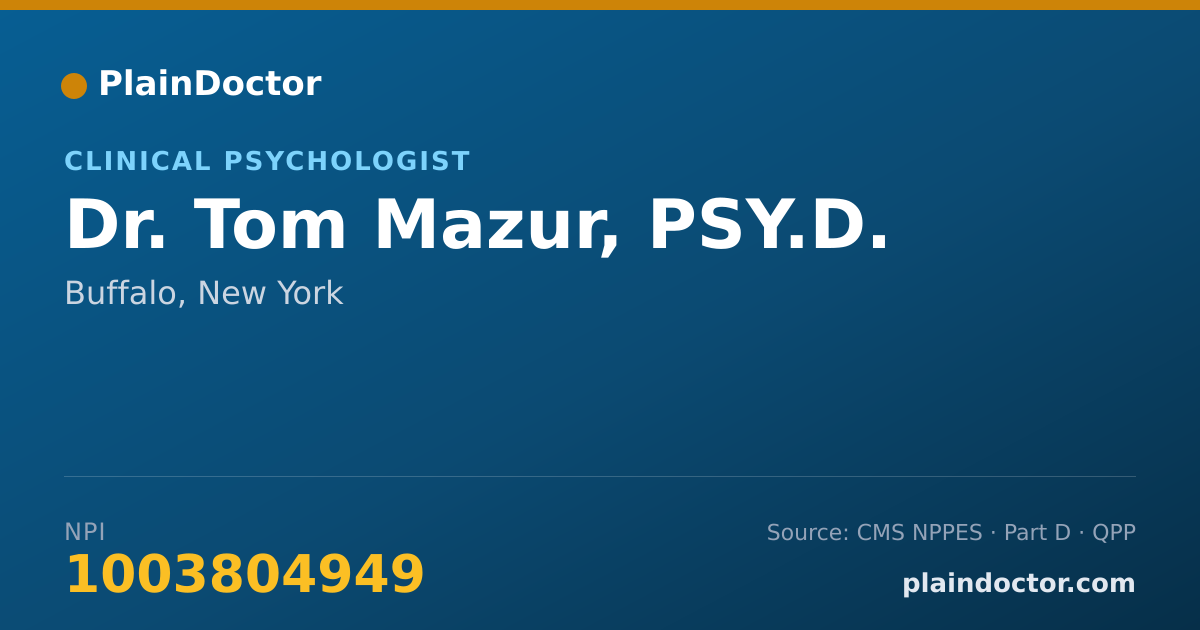 Shareable card for Tom Mazur, PSY.D. - Clinical Psychologist, Buffalo, NY