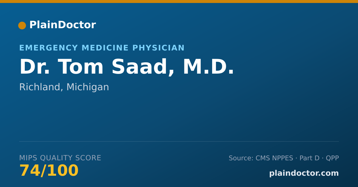 Shareable card for Tom Saad, M.D. - Emergency Medicine Physician, Richland, MI