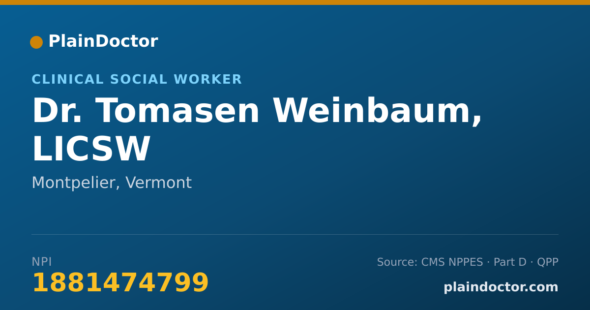Shareable card for Tomasen Weinbaum, LICSW - Clinical Social Worker, Montpelier, VT