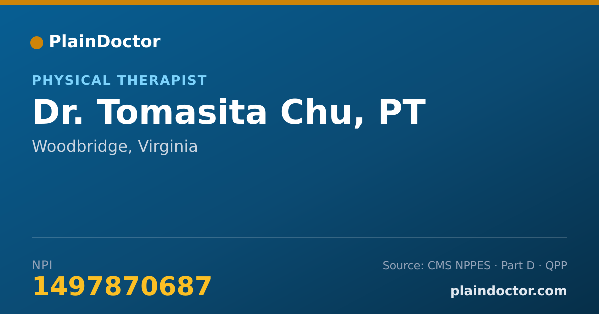 Shareable card for Tomasita Chu, PT - Physical Therapist, Woodbridge, VA
