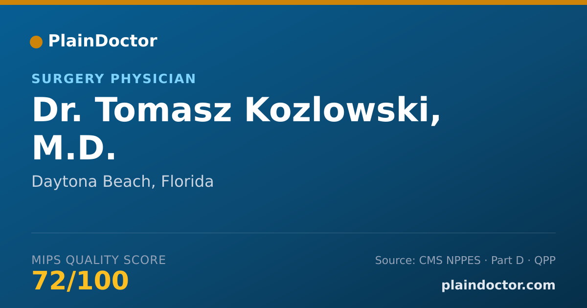 Shareable card for Tomasz Kozlowski, M.D. - Surgery Physician, Daytona Beach, FL