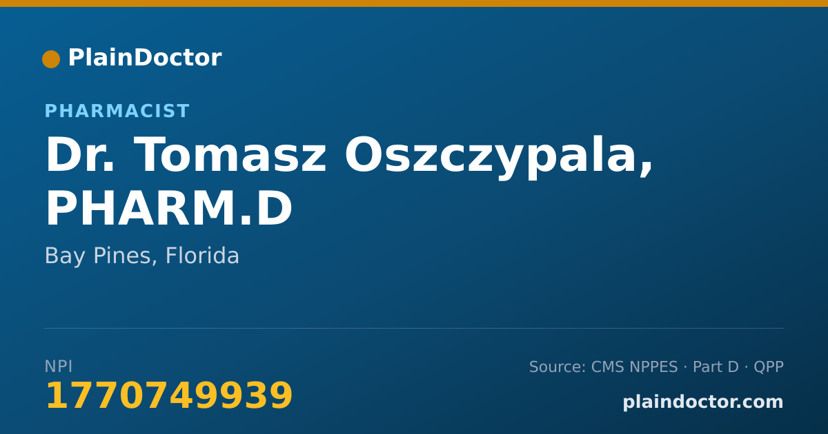 Shareable card for Tomasz Oszczypala, PHARM.D - Pharmacist, Bay Pines, FL