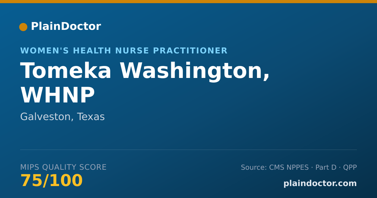 Shareable card for Tomeka Washington, WHNP - Women's Health Nurse Practitioner, Galveston, TX