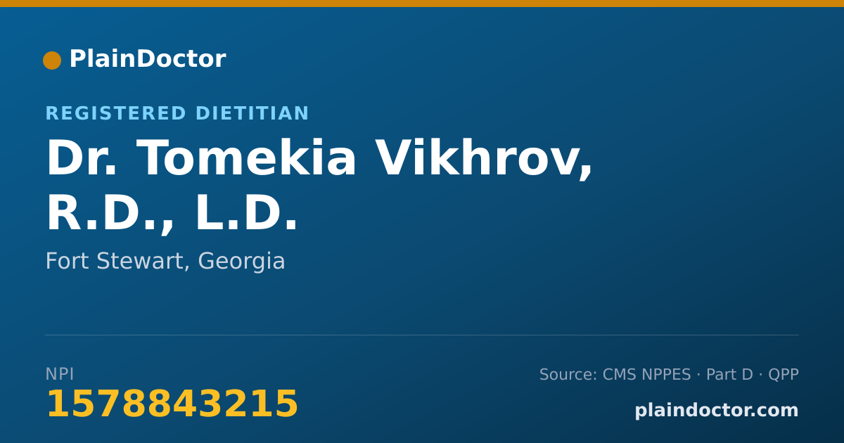 Shareable card for Tomekia Vikhrov, R.D., L.D. - Registered Dietitian, Fort Stewart, GA