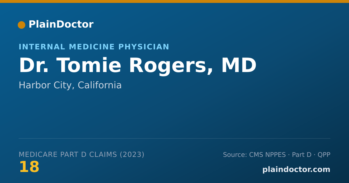 Shareable card for Tomie Rogers, MD - Internal Medicine Physician, Harbor City, CA