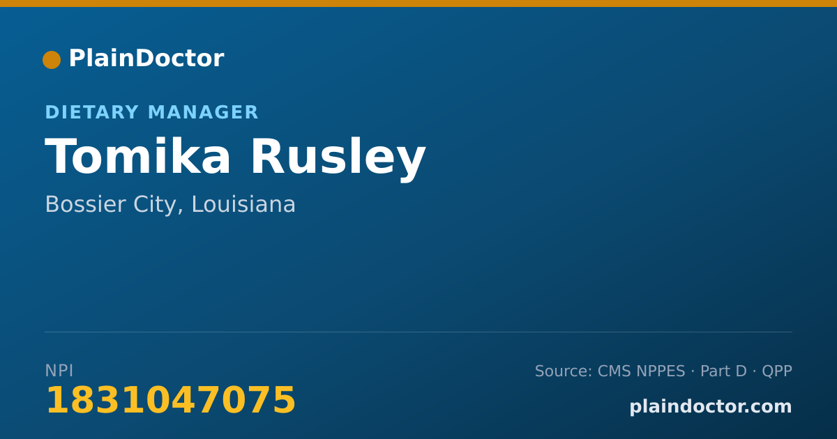 Shareable card for Tomika Rusley - Dietary Manager, Bossier City, LA