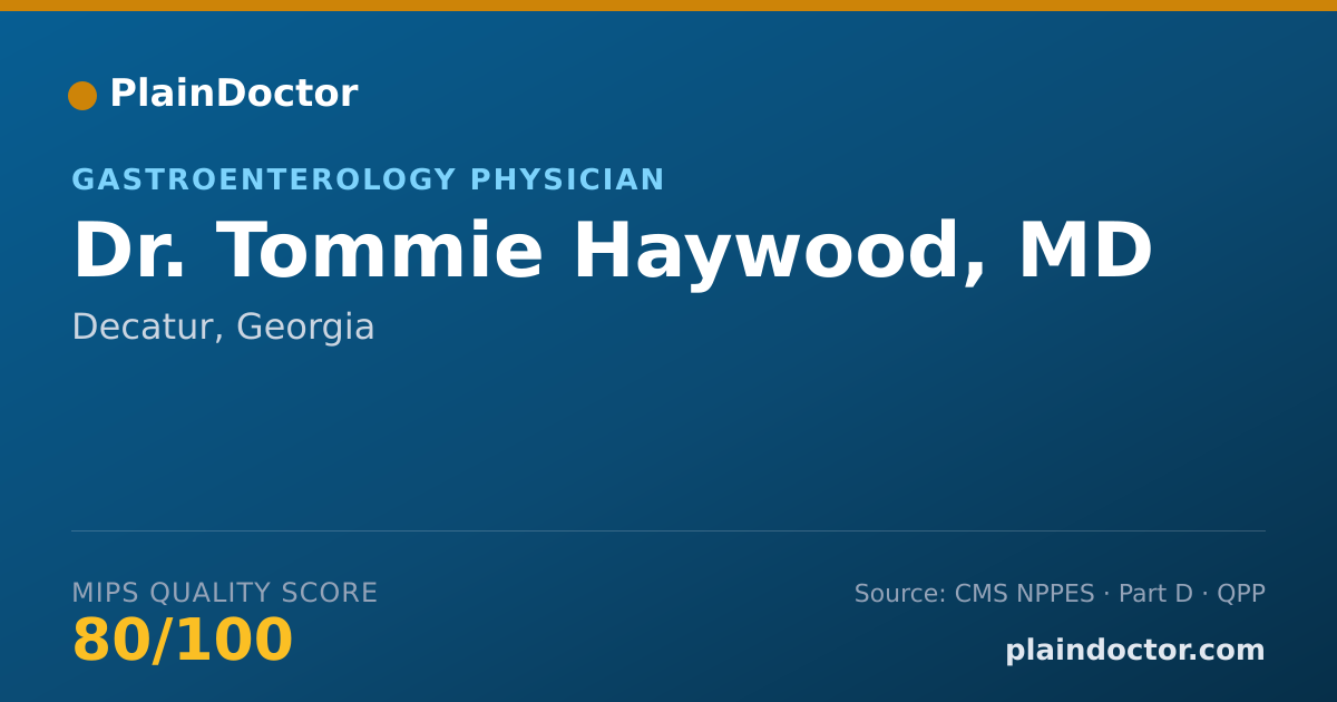 Shareable card for Tommie Haywood, MD - Gastroenterology Physician, Decatur, GA