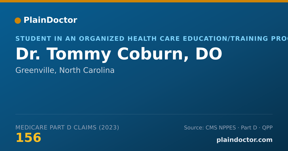 Shareable card for Tommy Coburn, DO - Student in an Organized Health Care Education/Training Program, Greenville, NC