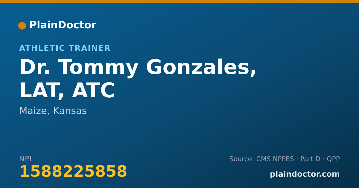 Shareable card for Tommy Gonzales, LAT, ATC - Athletic Trainer, Maize, KS