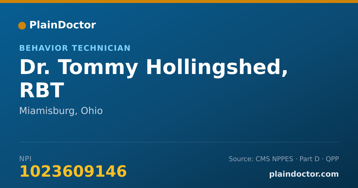 Shareable card for Tommy Hollingshed, RBT - Behavior Technician, Miamisburg, OH