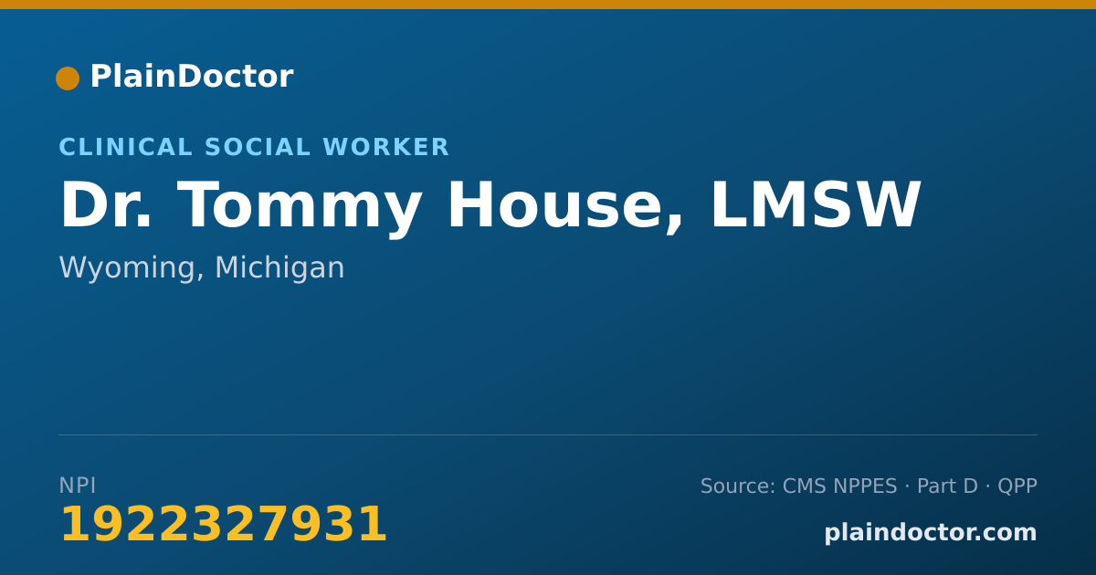 Shareable card for Tommy House, LMSW - Clinical Social Worker, Wyoming, MI