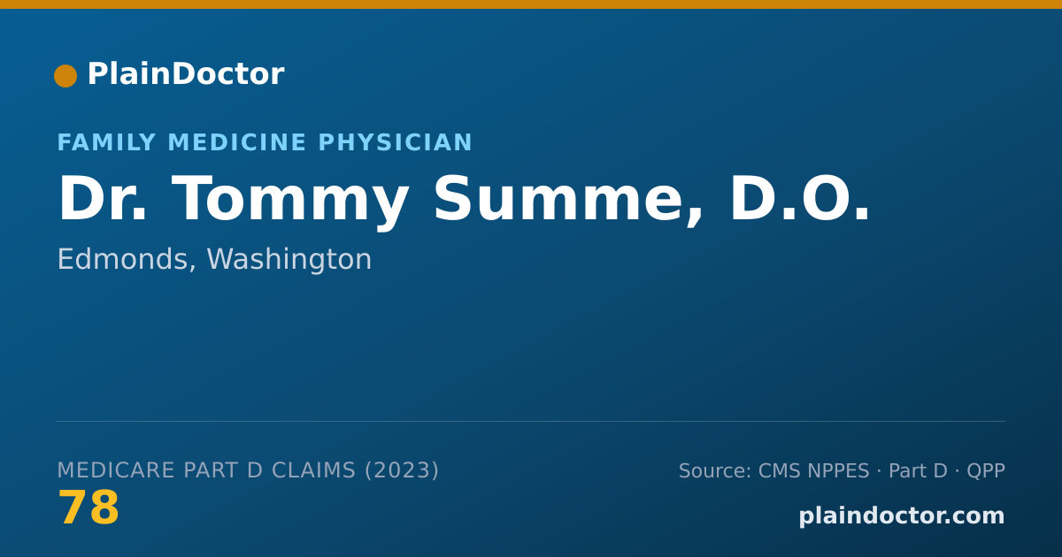 Shareable card for Tommy Summe, D.O. - Family Medicine Physician, Edmonds, WA