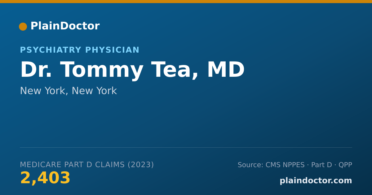 Shareable card for Tommy Tea, MD - Psychiatry Physician, New York, NY