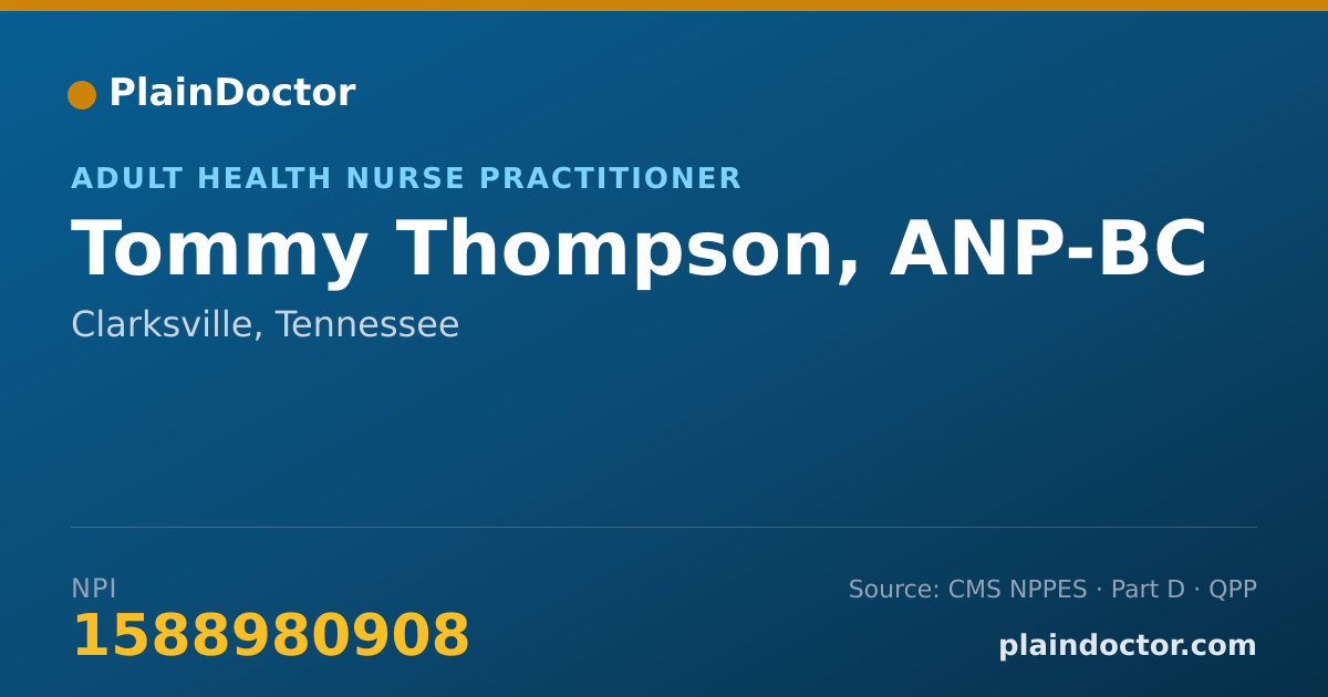 Shareable card for Tommy Thompson, ANP-BC - Adult Health Nurse Practitioner, Clarksville, TN