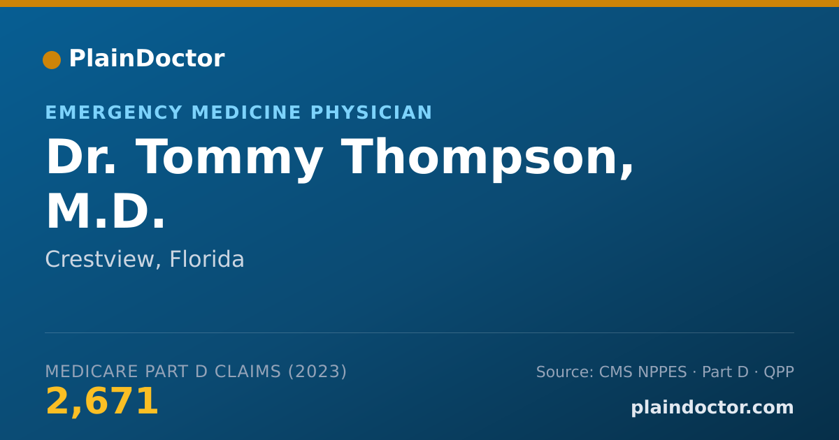 Shareable card for Tommy Thompson, M.D. - Emergency Medicine Physician, Crestview, FL