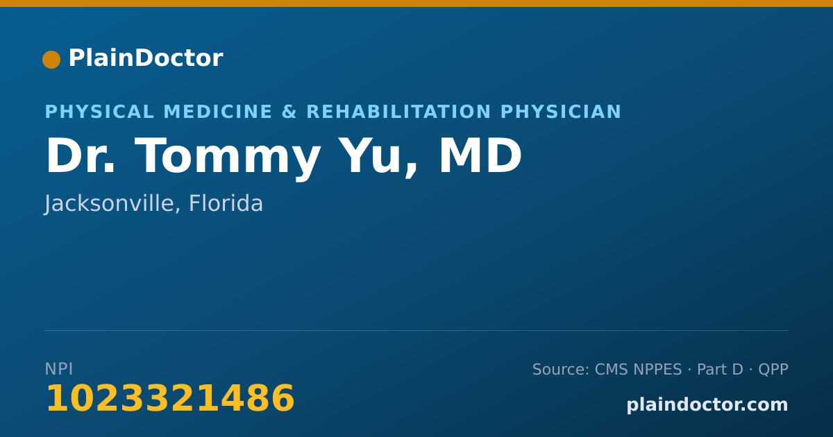 Shareable card for Tommy Yu, MD - Physical Medicine & Rehabilitation Physician, Jacksonville, FL