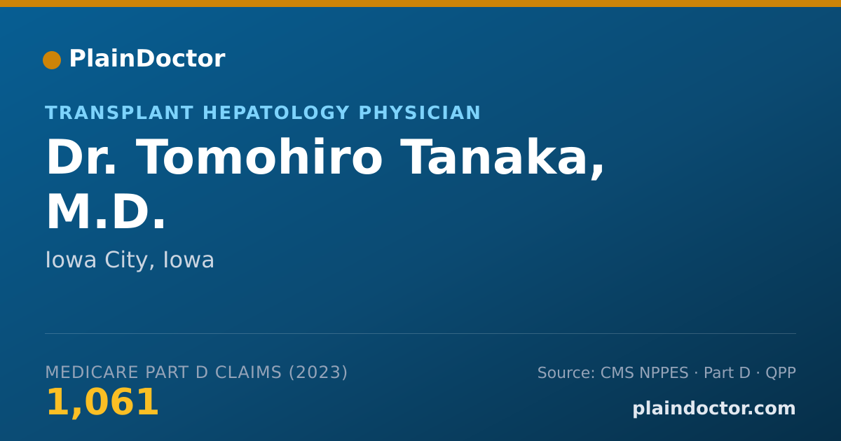 Shareable card for Tomohiro Tanaka, M.D. - Transplant Hepatology Physician, Iowa City, IA