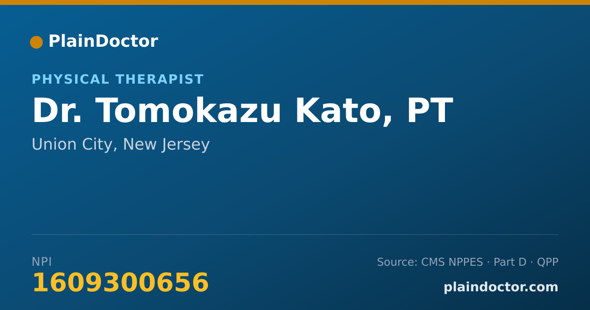 Shareable card for Tomokazu Kato, PT - Physical Therapist, Union City, NJ