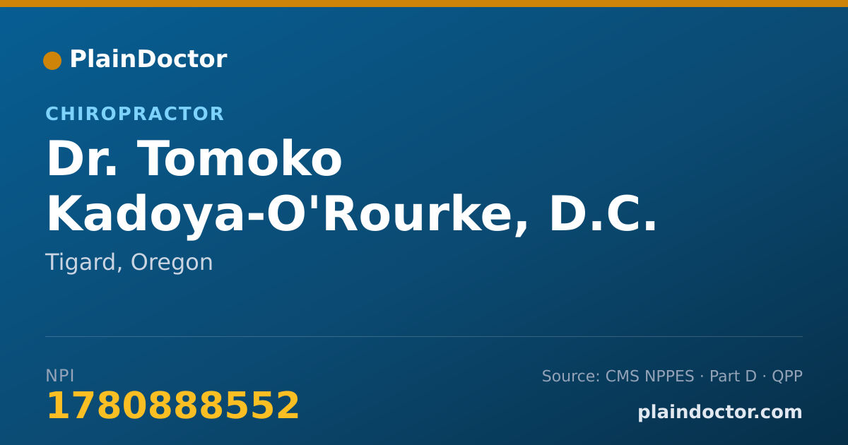 Shareable card for Tomoko Kadoya-O'Rourke, D.C. - Chiropractor, Tigard, OR