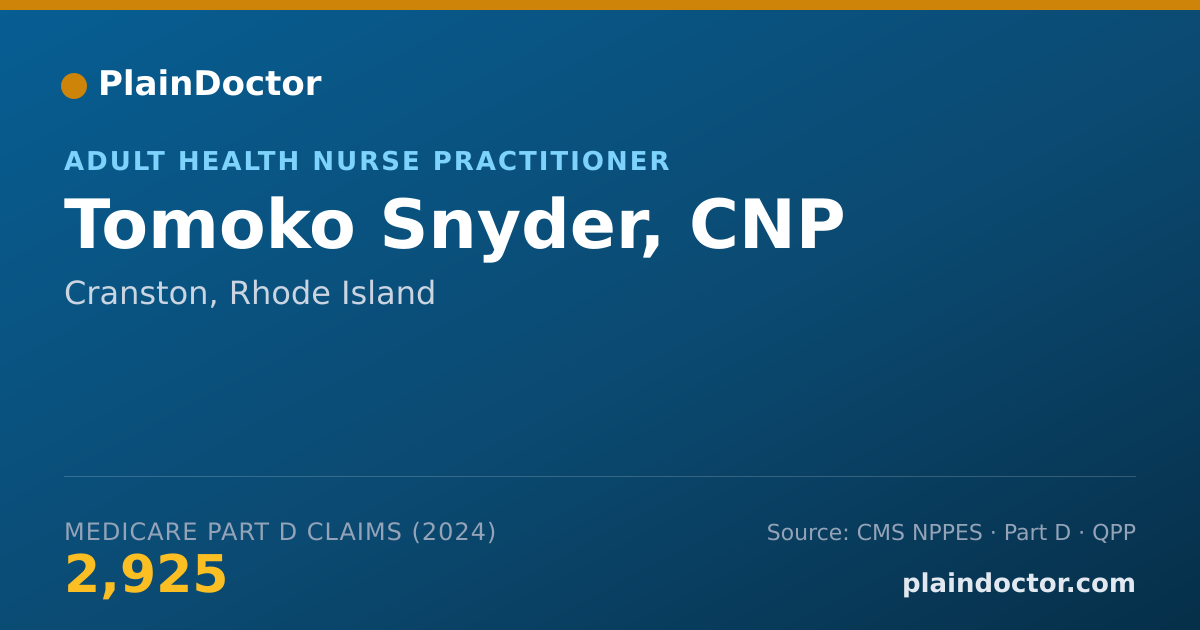 Shareable card for Tomoko Snyder, CNP - Adult Health Nurse Practitioner, Cranston, RI