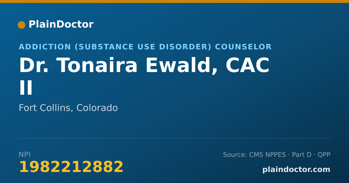 Shareable card for Tonaira Ewald, CAC II - Addiction (Substance Use Disorder) Counselor, Fort Collins, CO