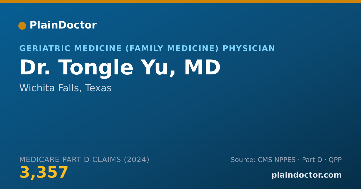 Shareable card for Tongle Yu, MD - Geriatric Medicine (Family Medicine) Physician, Wichita Falls, TX