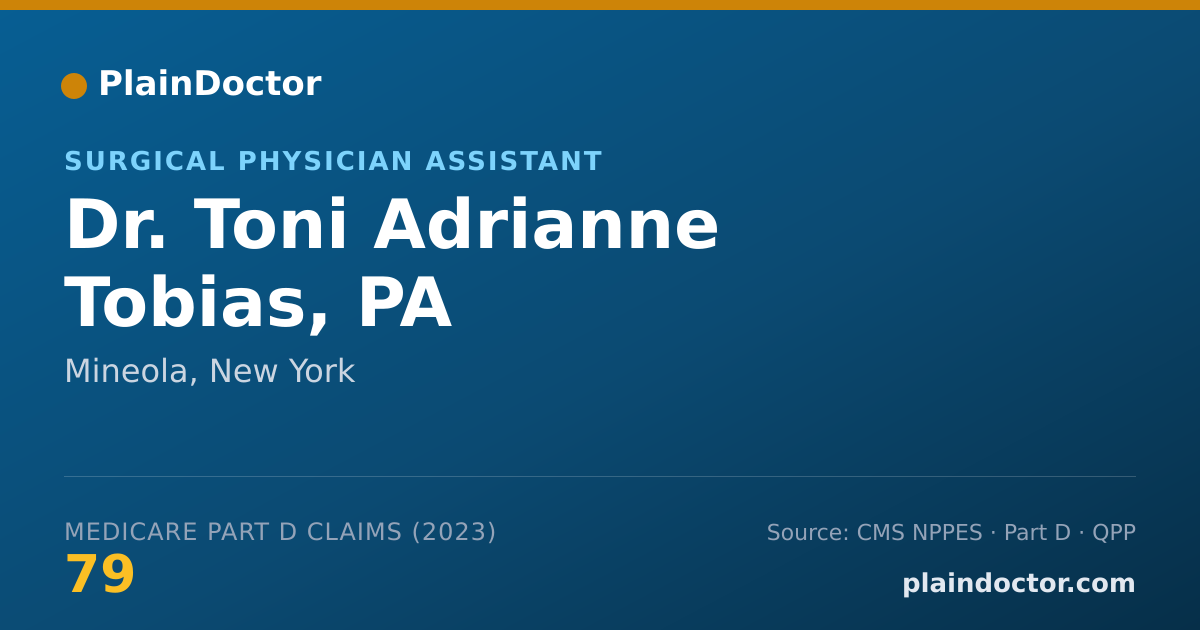 Shareable card for Toni Adrianne Tobias, PA - Surgical Physician Assistant, Mineola, NY